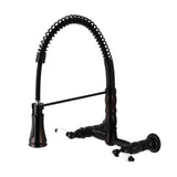Bautista Two-Handle Wall-Mount Pull-Down Sprayer Kitchen Faucet