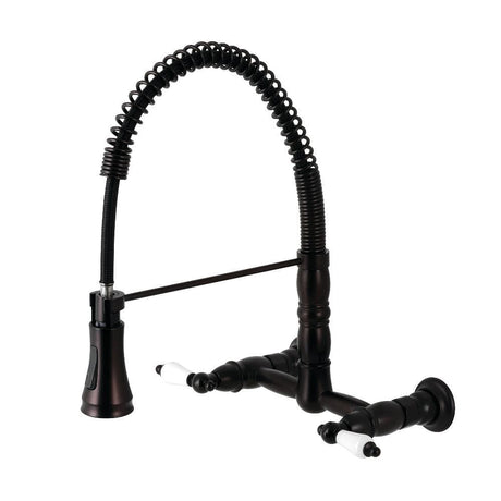 Bautista Two-Handle Wall-Mount Pull-Down Sprayer Kitchen Faucet
