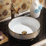 Benzien Vitreous China Decorated Vessel Sink - White Interior