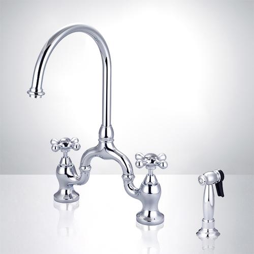 Bergen Bridge Kitchen Faucet with Brass Sprayer