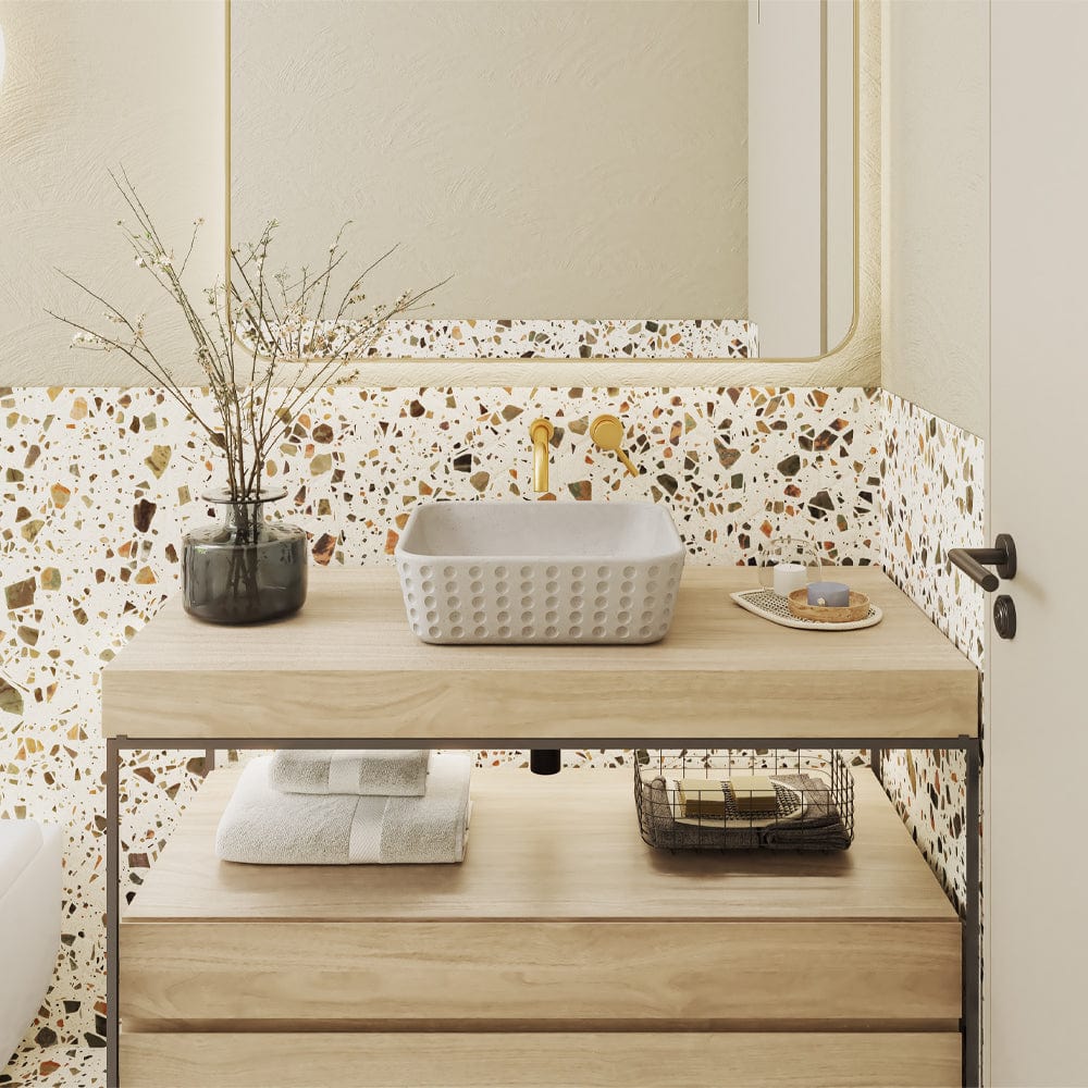 Bornchen Square Cast Concrete Vessel Sink - Light Grey