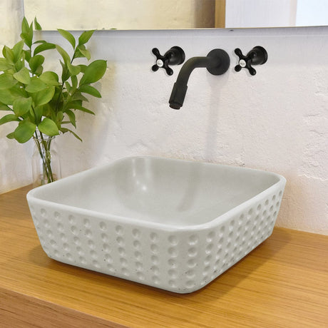 Bornchen Square Cast Concrete Vessel Sink - Light Grey