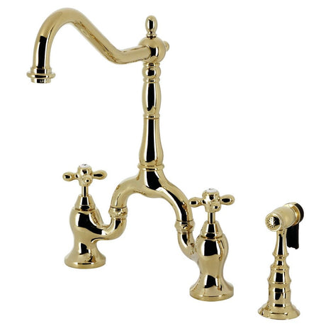Cezer Bridge Kitchen Faucet with Brass Sprayer