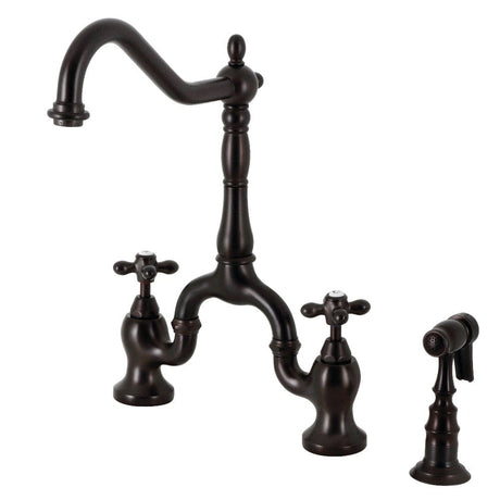Cezer Bridge Kitchen Faucet with Brass Sprayer