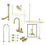 Classic Gooseneck Wall-Mount Tub, Shower and Drain Kit