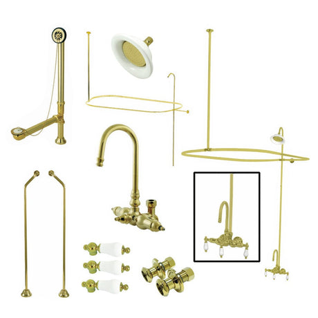 Classic Gooseneck Wall-Mount Tub, Shower and Drain Kit