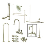 Classic Gooseneck Wall-Mount Tub, Shower and Drain Kit