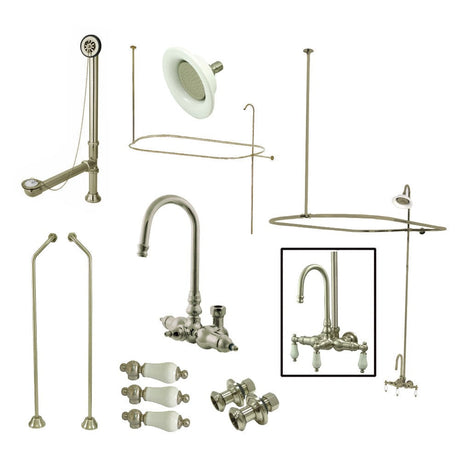 Classic Gooseneck Wall-Mount Tub, Shower and Drain Kit