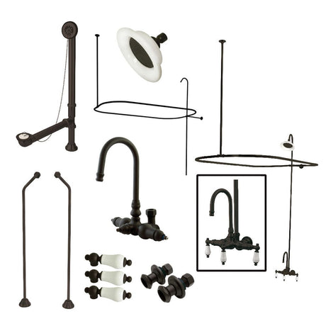 Classic Gooseneck Wall-Mount Tub, Shower and Drain Kit