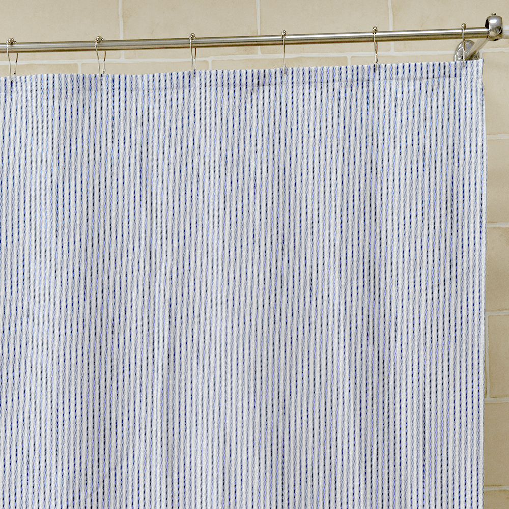 Cotton Duck Shower Curtain - White/Blue Stripes