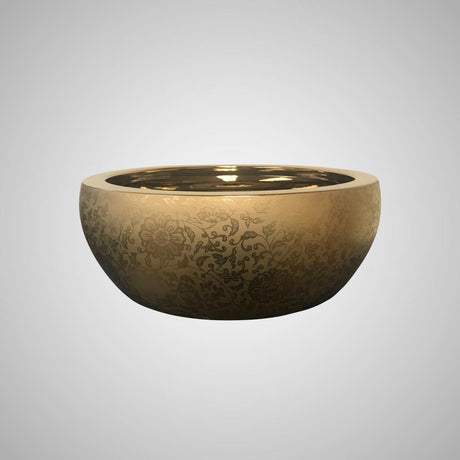Crete Vitreous China Vessel Sink - Gold with Floral Exterior Design