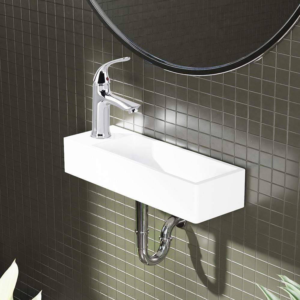Delma Vitreous China Wall-Mount Bathroom Sink and Single-Hole Faucet Set - Left Side Drilling