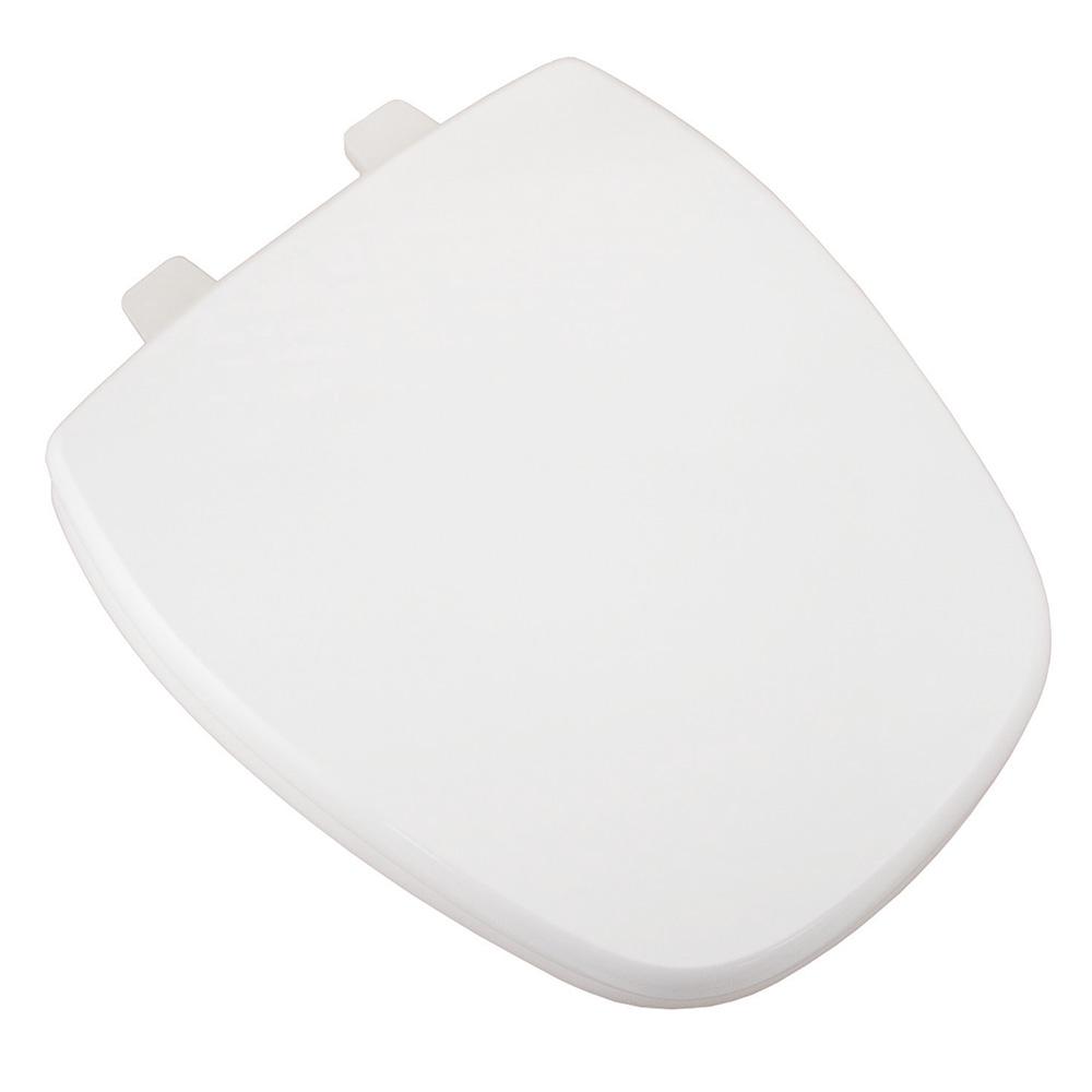 Deluxe Square Front MDF Round Wood Toilet Seat - White