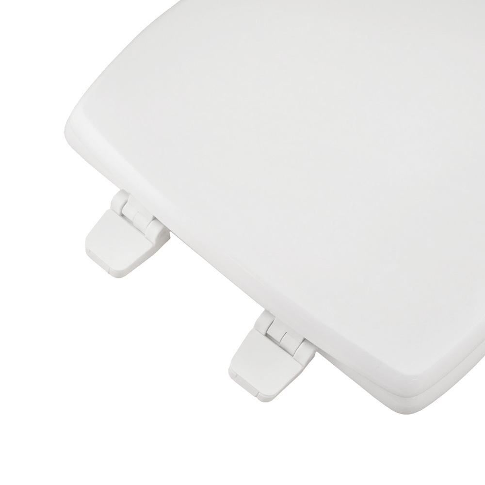 Deluxe Square Front MDF Round Wood Toilet Seat - White