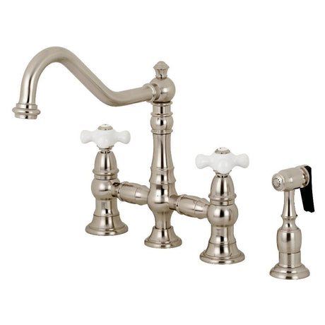 Depley Bridge Kitchen Faucet with Brass Sprayer
