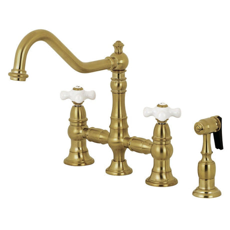 Depley Bridge Kitchen Faucet with Brass Sprayer