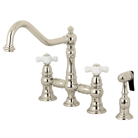 Depley Bridge Kitchen Faucet with Brass Sprayer
