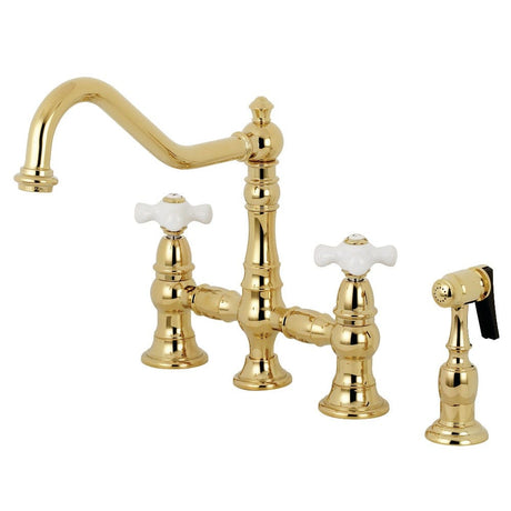 Depley Bridge Kitchen Faucet with Brass Sprayer