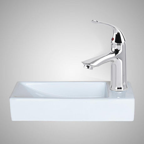 Deryn Vitreous China Wall-Mount Bathroom Sink and Single-Hole Faucet Set - Right Side Drilling
