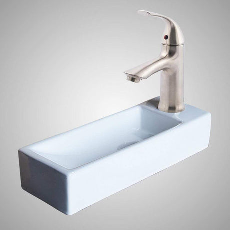 Deryn Vitreous China Wall-Mount Bathroom Sink and Single-Hole Faucet Set - Right Side Drilling