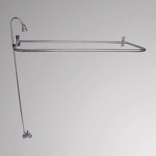 Economy-Style Diverter Tub Faucet with Sidewall Shower Rod, Riser and Shower Head