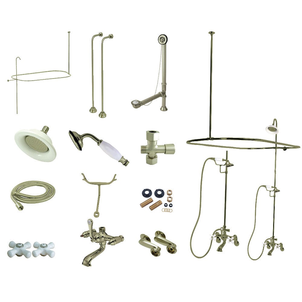 Elephant Spout Wall-Mout Tub, Shower and Drain Kit