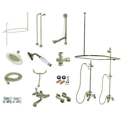 Elephant Spout Wall-Mout Tub, Shower and Drain Kit