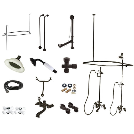 Elephant Spout Wall-Mout Tub, Shower and Drain Kit