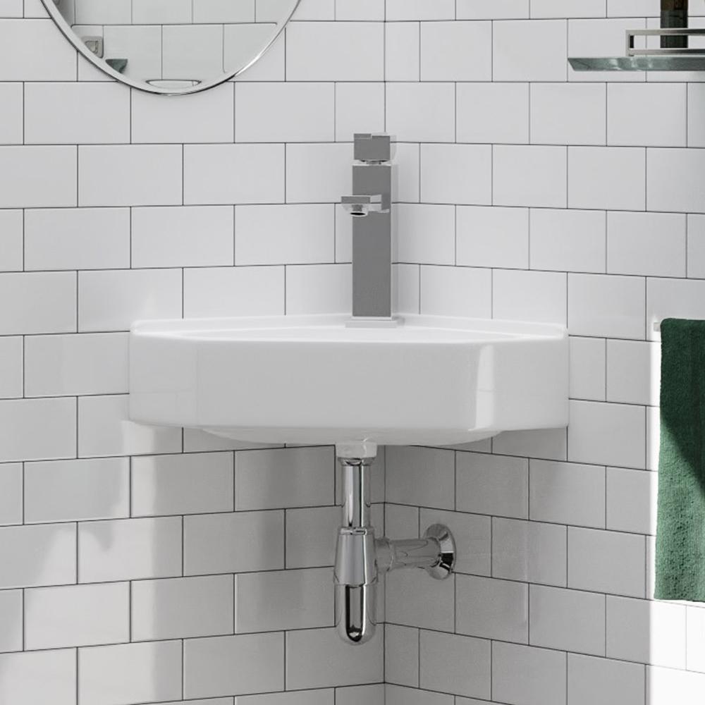Elga Vitreous China Corner Wall-Mount Bathroom Sink