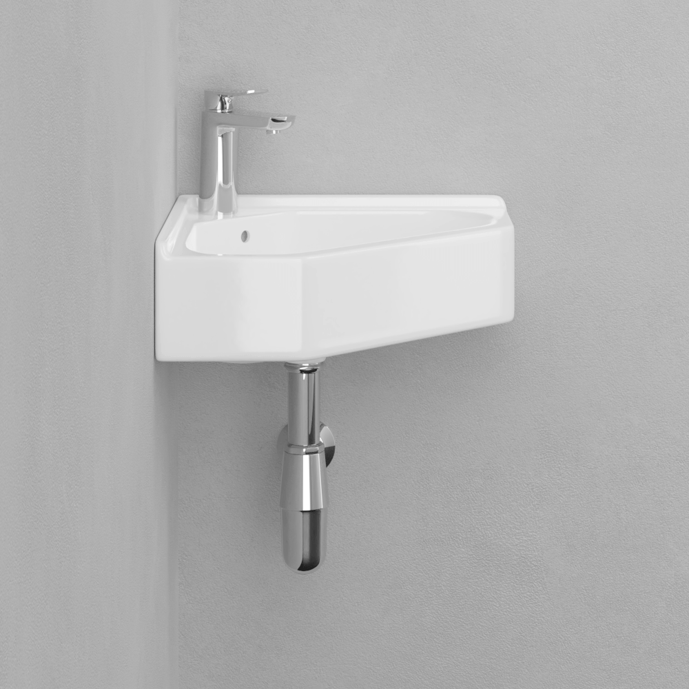 Elga Vitreous China Corner Wall-Mount Bathroom Sink