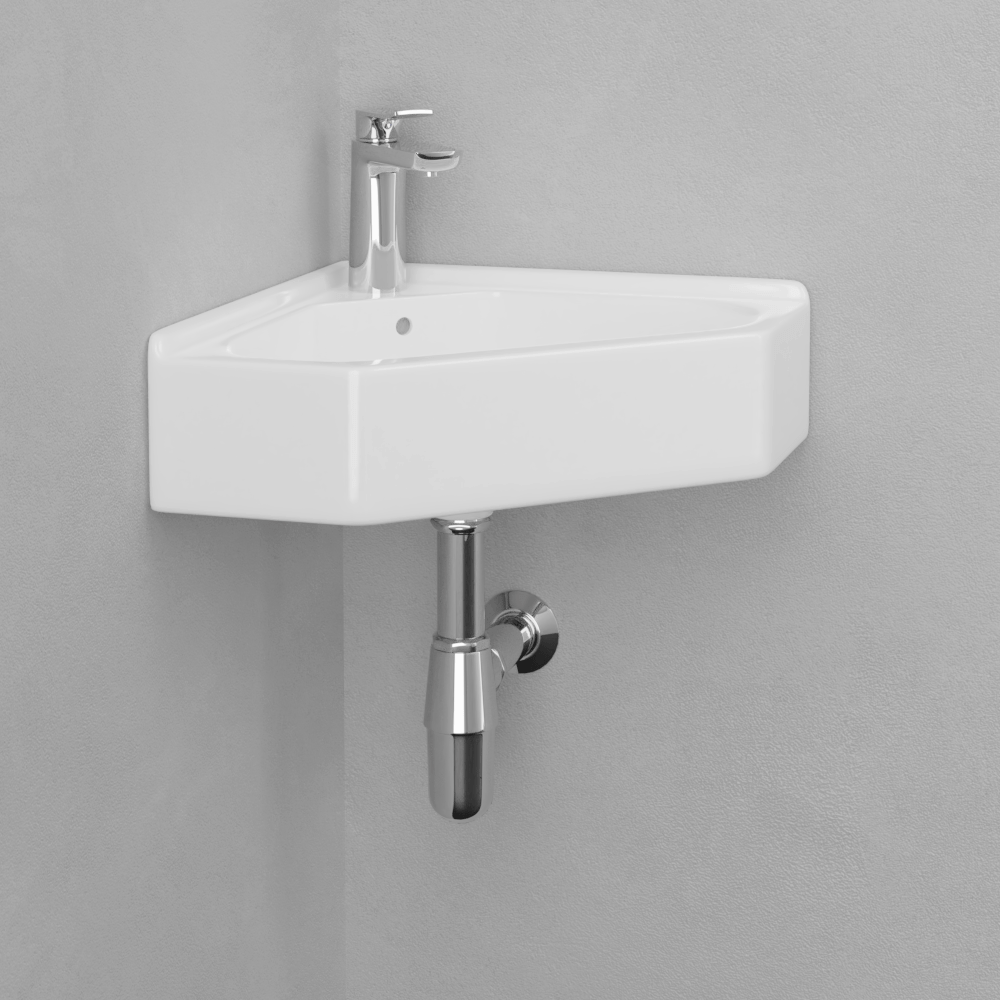 Elga Vitreous China Corner Wall-Mount Bathroom Sink