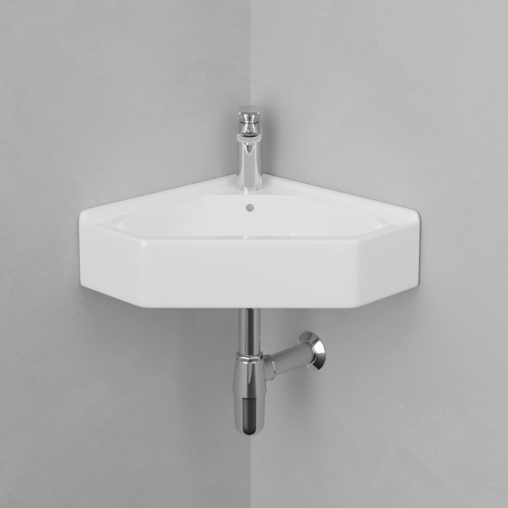 Elga Vitreous China Corner Wall-Mount Bathroom Sink
