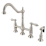 Enea Bridge Kitchen Faucet with Brass Sprayer