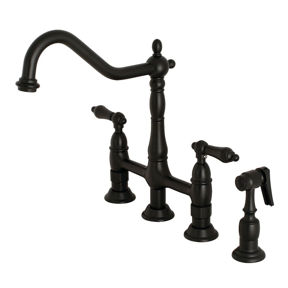 Enea Bridge Kitchen Faucet with Brass Sprayer
