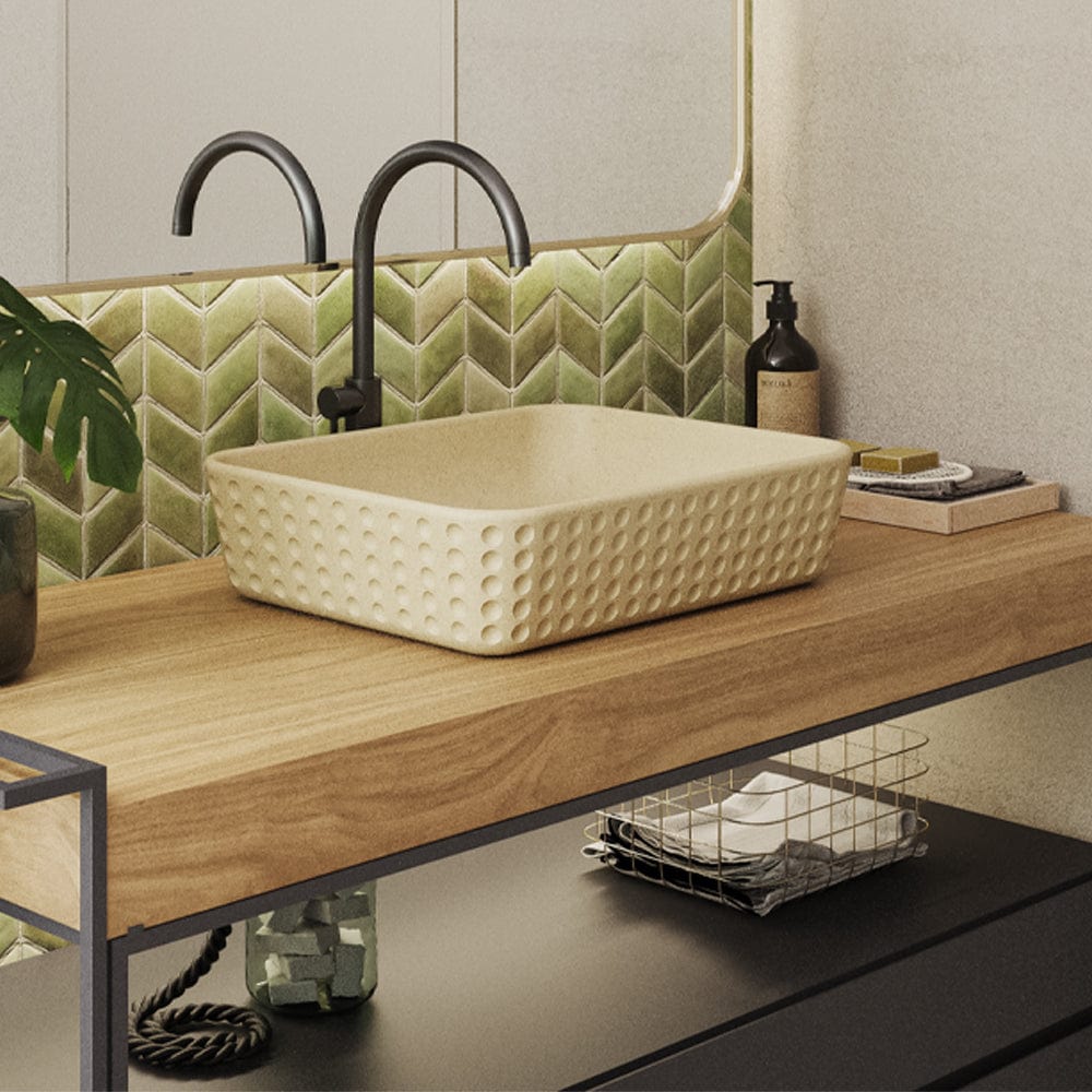 Faber Rectangular Cast Concrete Vessel Sink - Desert Brown