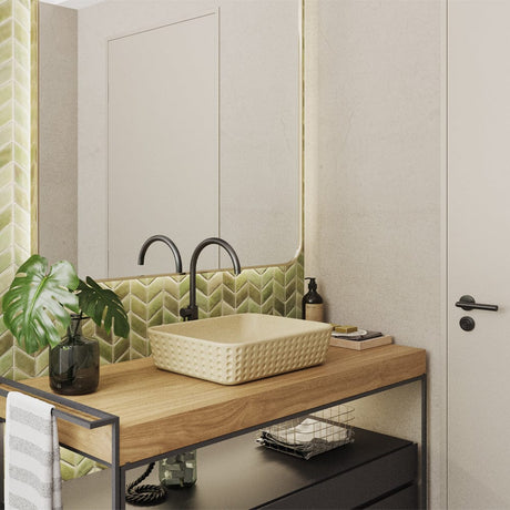 Faber Rectangular Cast Concrete Vessel Sink - Desert Brown