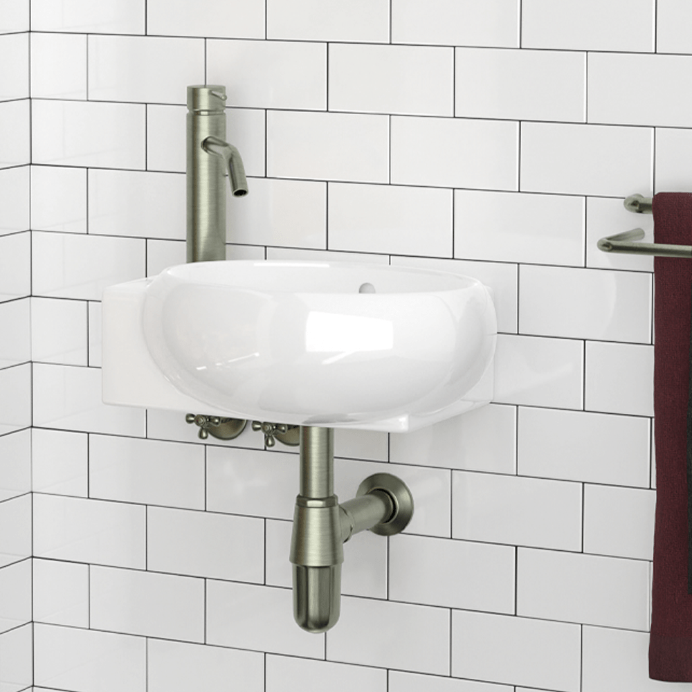 Fontana Vitreous China Wall-Mount Bathroom Sink - Left Side Faucet Drilling