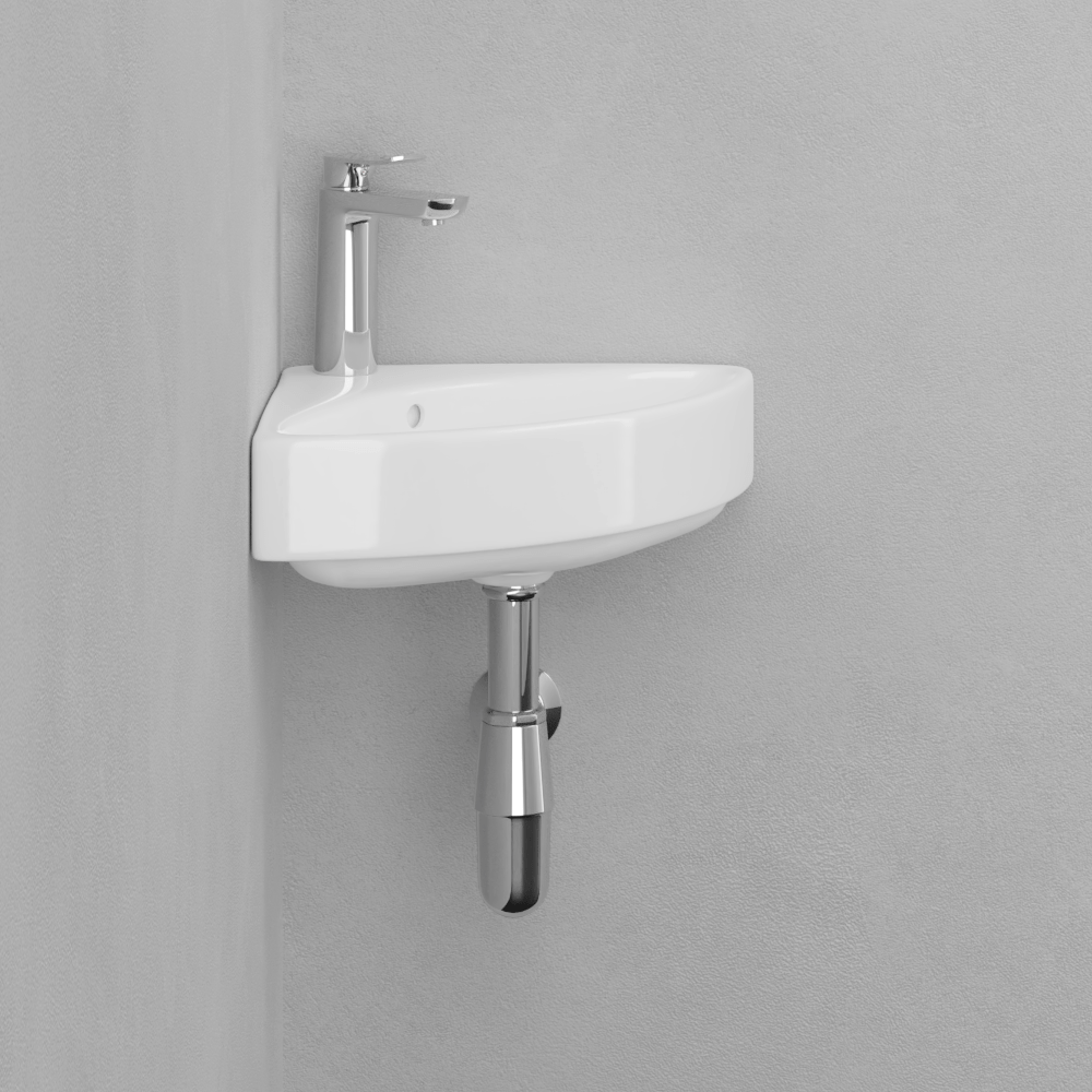 Forba Vitreous China Corner Wall-Mount Bathroom Sink