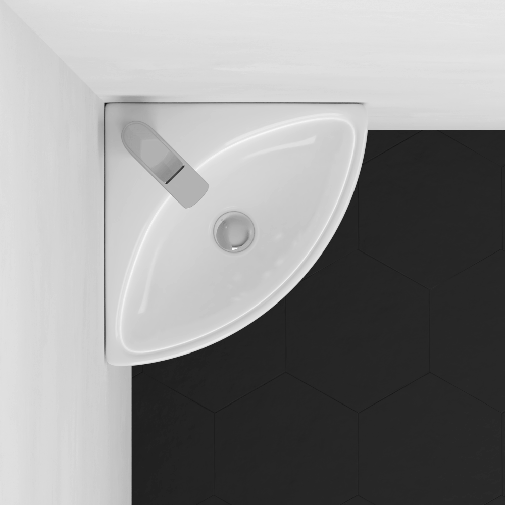 Forba Vitreous China Corner Wall-Mount Bathroom Sink