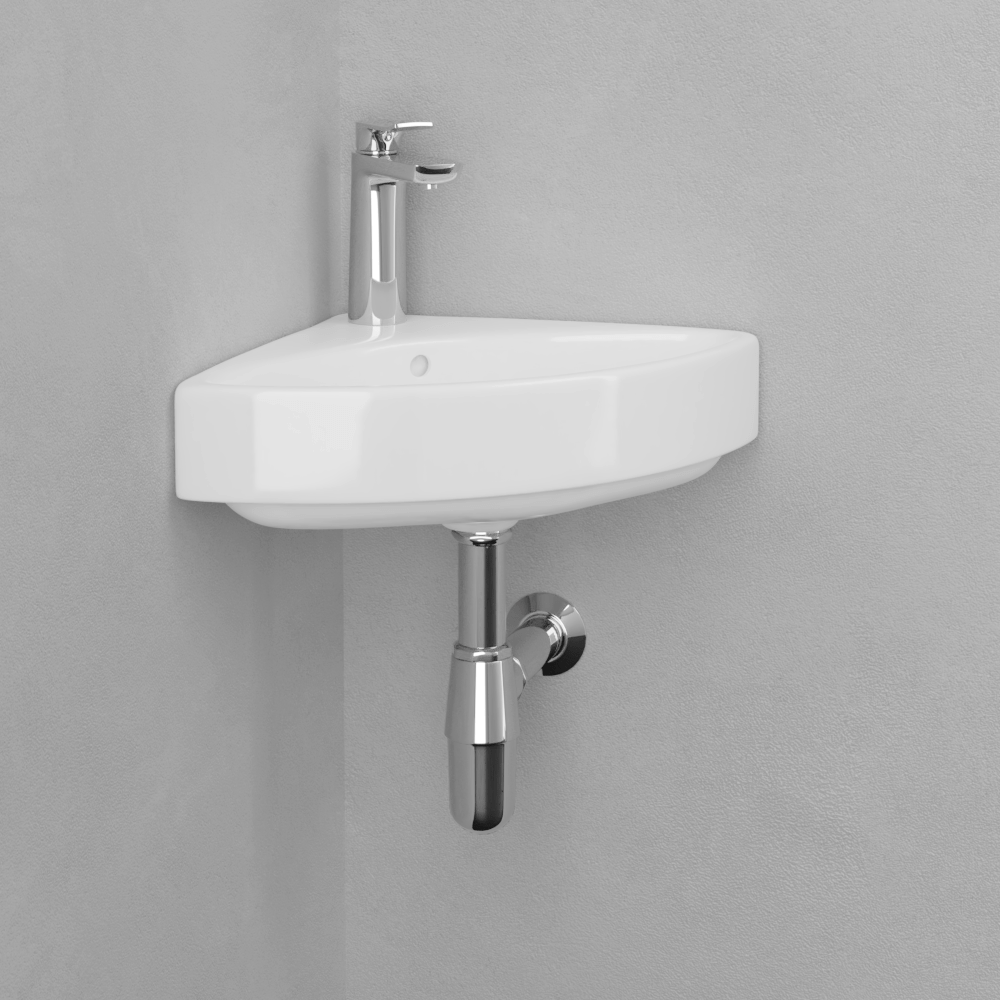 Forba Vitreous China Corner Wall-Mount Bathroom Sink