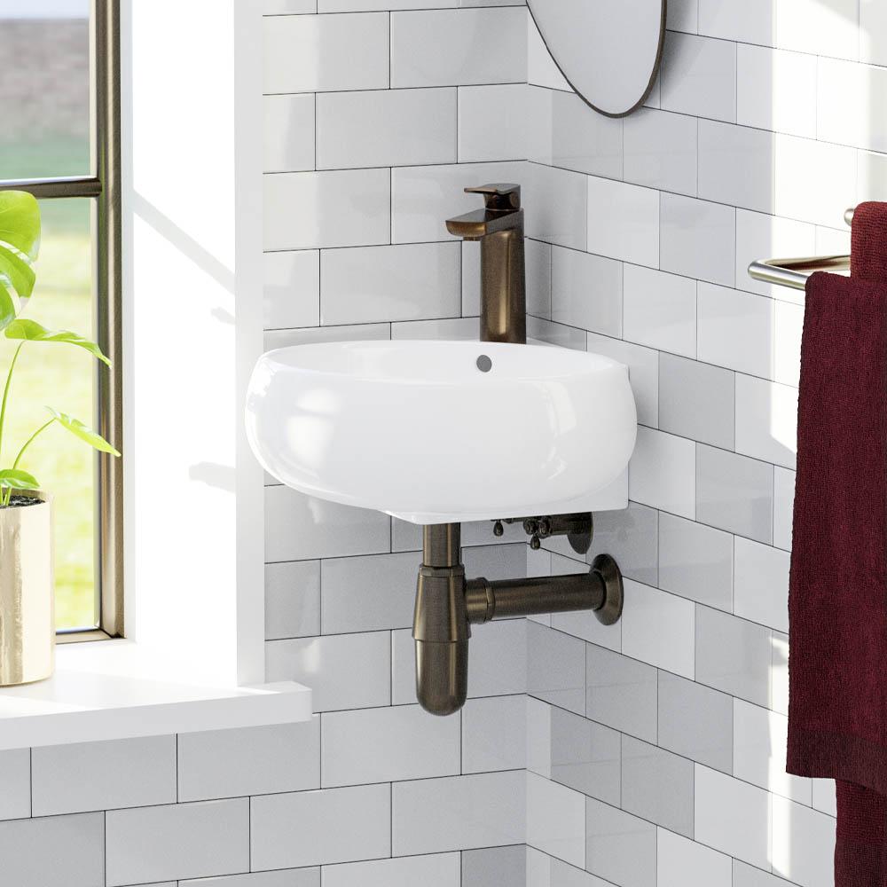 Fronia Vitreous China Corner Wall-Mount Bathroom Sink