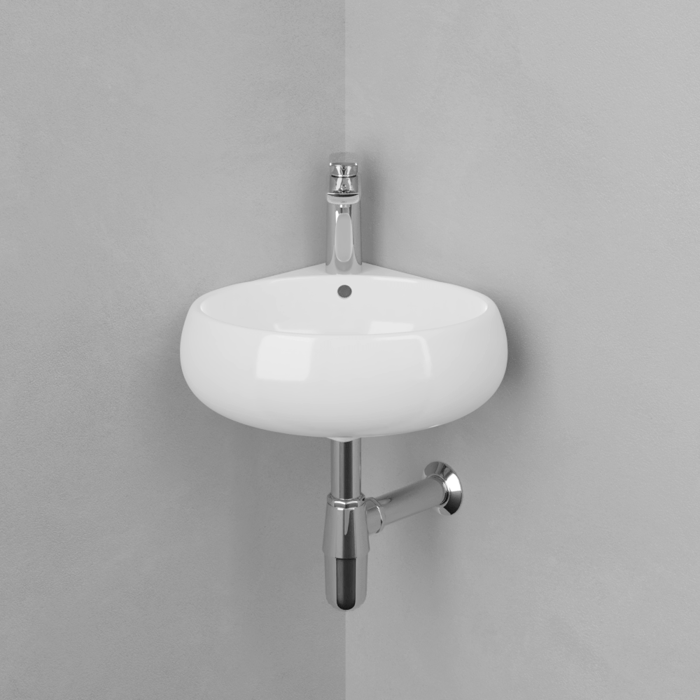 Fronia Vitreous China Corner Wall-Mount Bathroom Sink