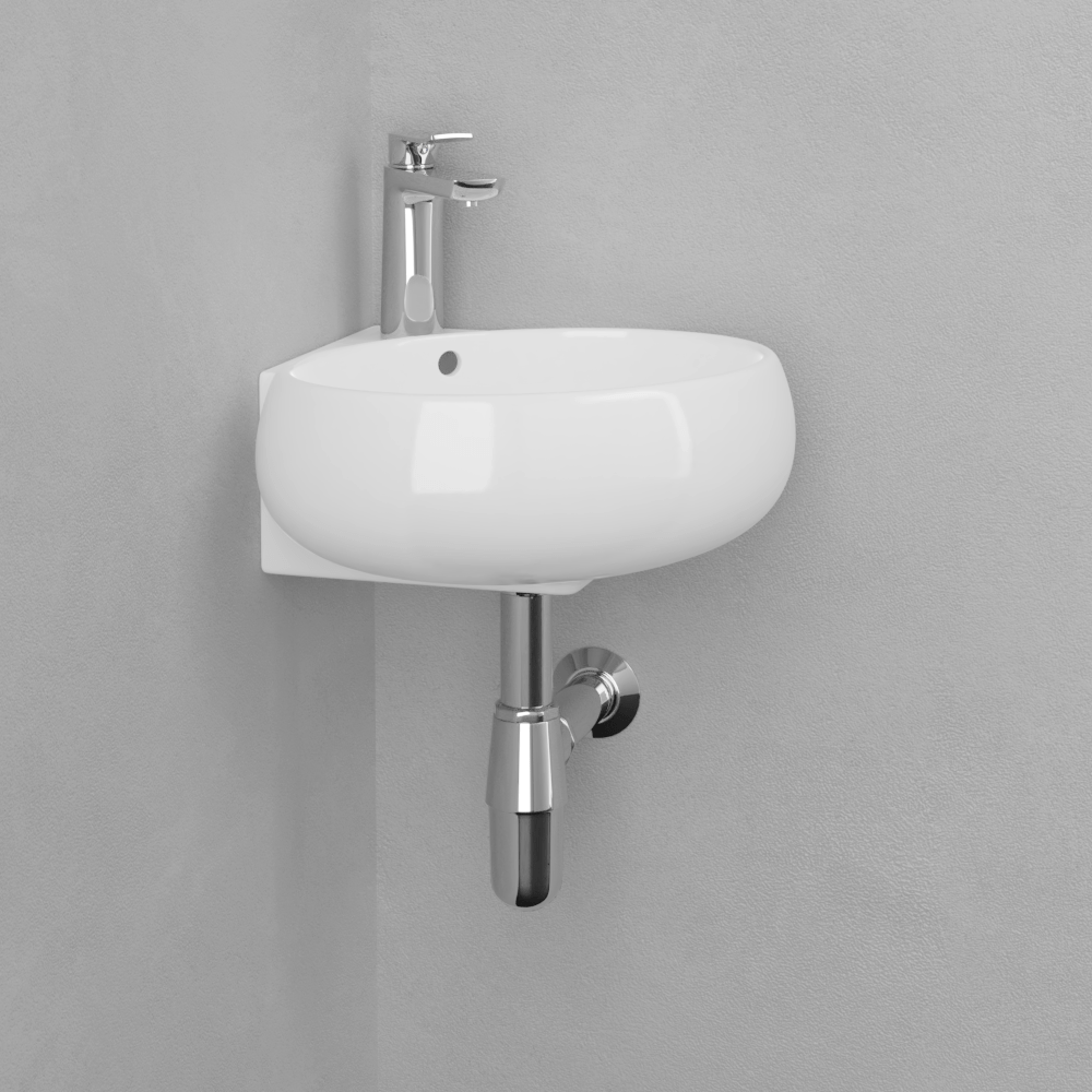 Fronia Vitreous China Corner Wall-Mount Bathroom Sink
