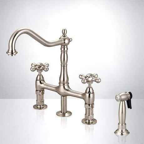 Fyn Bridge Kitchen Faucet with Brass Sprayer