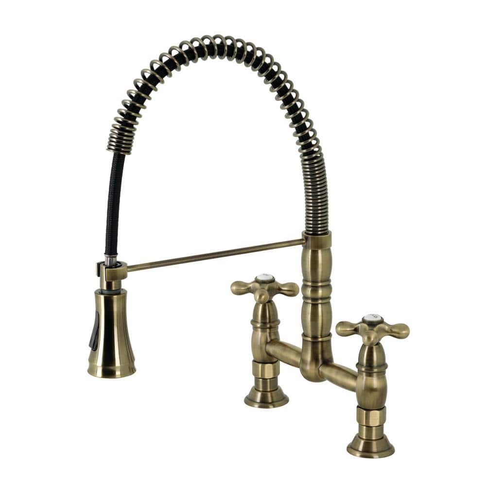 Gargano Two-Handle Deck-Mount Pull-Down Sprayer Kitchen Faucet