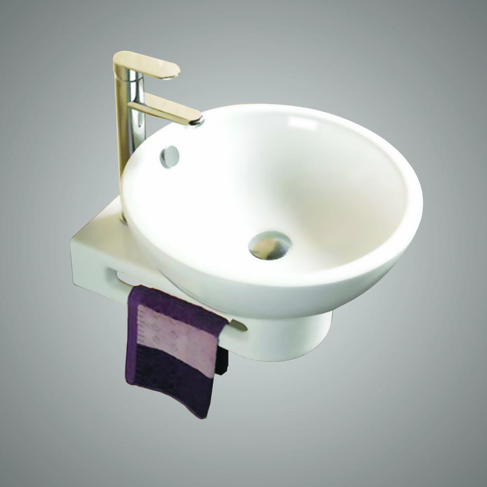 Gebal Vitreous China Vessel Sink with 8" Rounded End Base