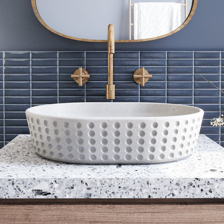 Gerzen Oval Cast Concrete Vessel Sink - White