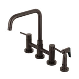 Gonzalo Two-Handle Bridge Kitchen Faucet with Brass Sprayer