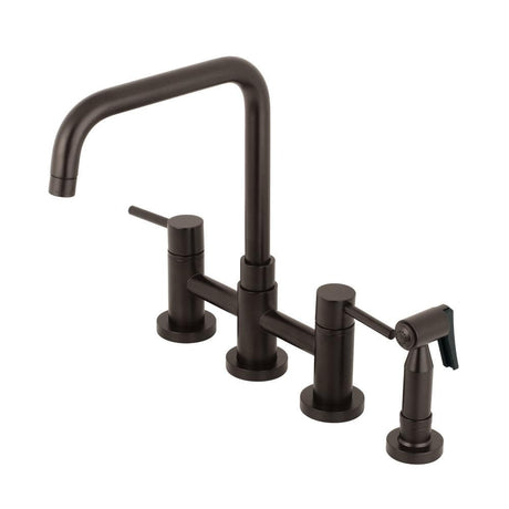 Gonzalo Two-Handle Bridge Kitchen Faucet with Brass Sprayer