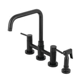 Gonzalo Two-Handle Bridge Kitchen Faucet with Brass Sprayer